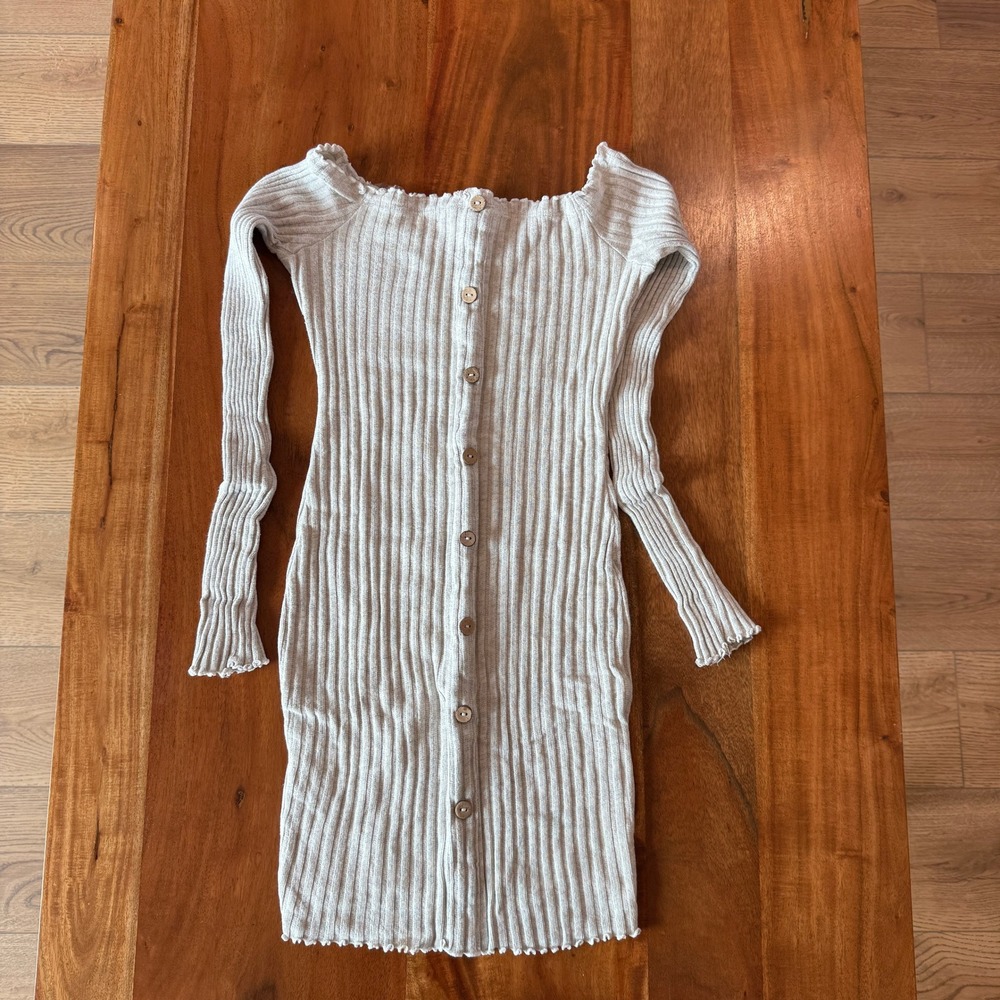 Fashion Nova Women's Oatmeal Off Shoulder‎ Bodycon Mini Size L